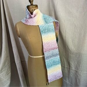 Handcrafted Pastel Rainbow Knit Scarf